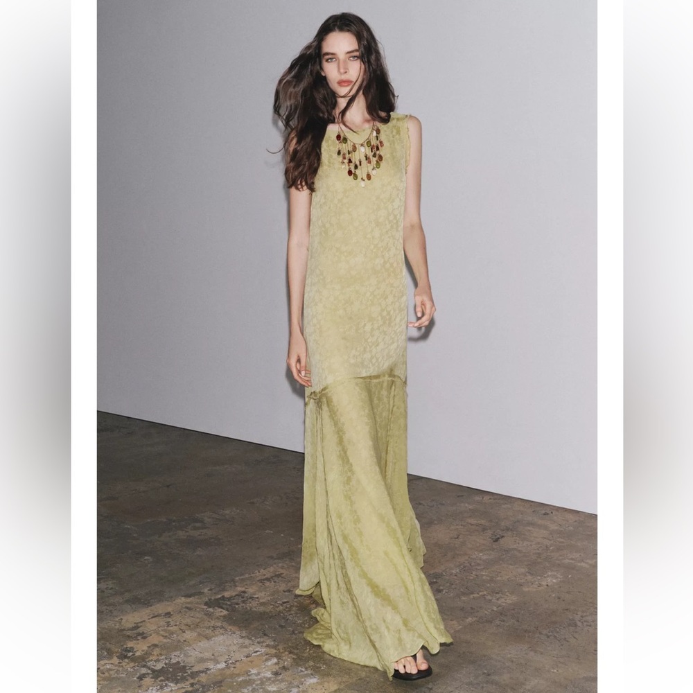 Zara Pastel Green Sleeveless Maxi Dress
